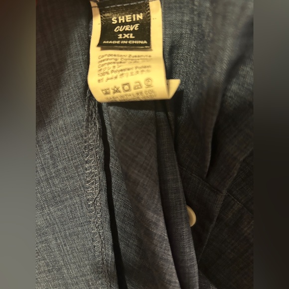 Long-Sleeve Blue Shirt Dress - 1XL - Picture 3 of 3